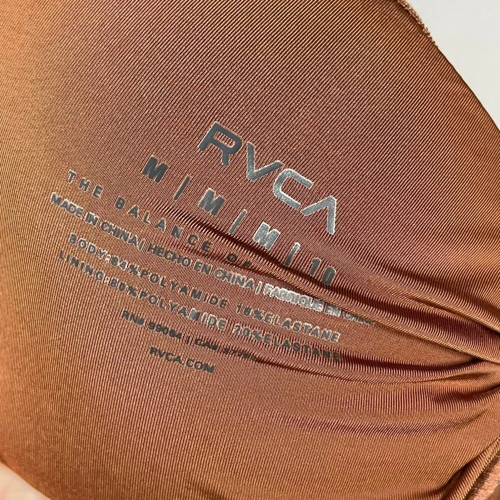 NEW RVCA Bikini Top Womens Medium brown floral swim beach summer earth - Picture 3 of 10